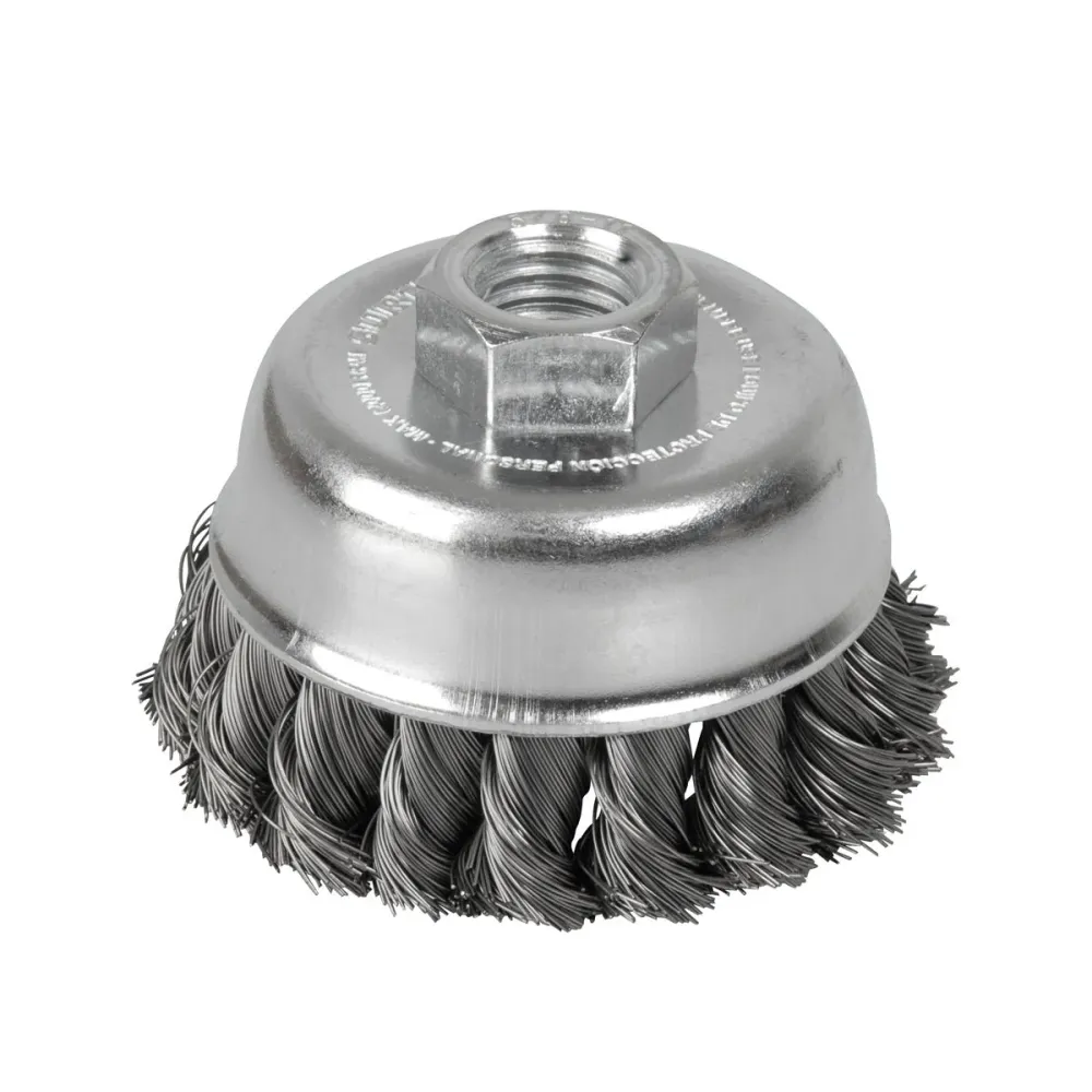 Carda copa trenzada alambre delgado acero inoxidable Surtek Gris