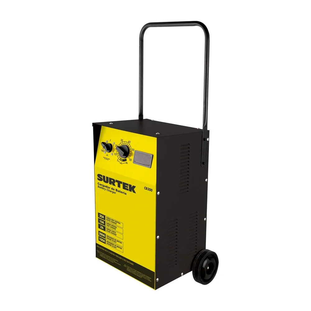 Cargador baterí arrancador 200 de 127 V, frec 60 Hz Surtek.