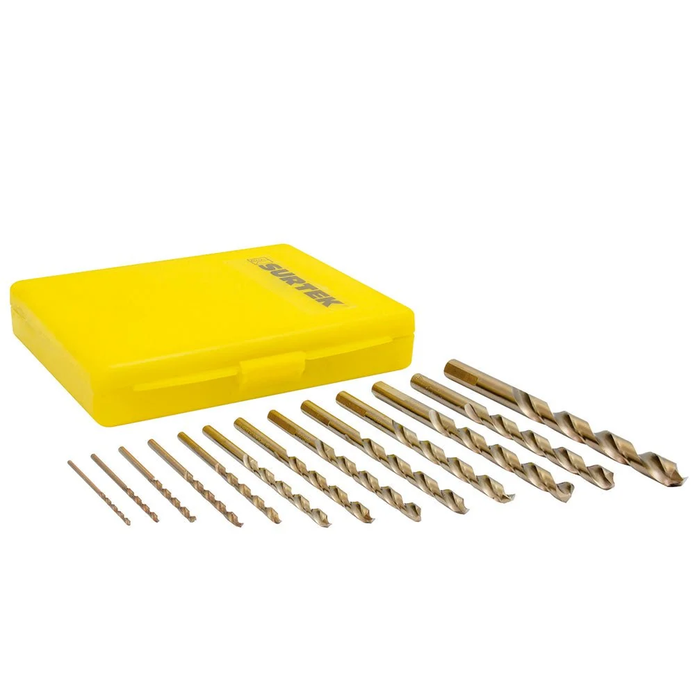 Juego de 13 brocas con cobalto de acero de alta velocidad zanco recto Surtek.