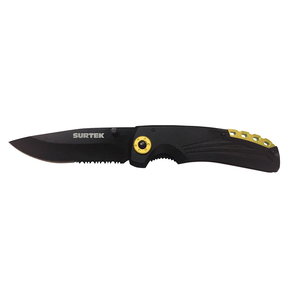 Navaja abatible de acero inoxidable con mango bimaterial Surtek