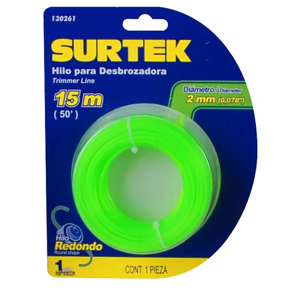 Nylon Para Desbrozadora En Blíster 2mm X 15mt Surtek.