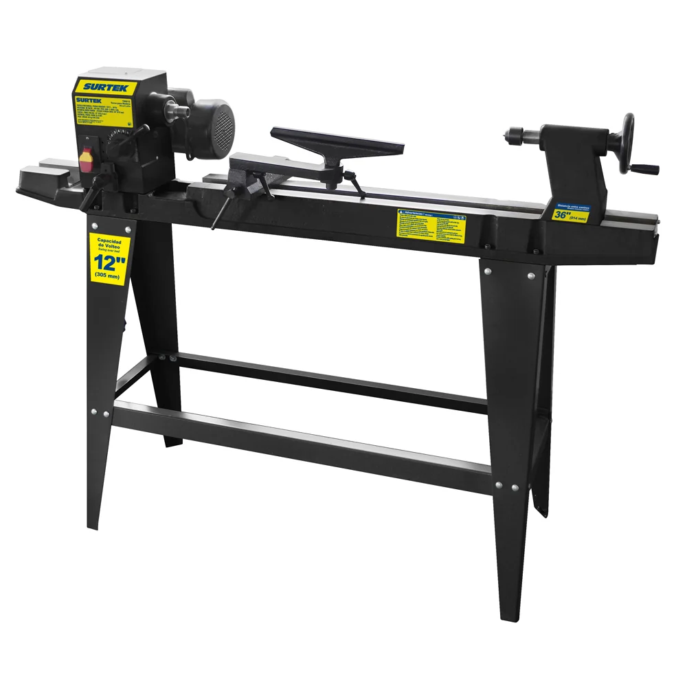 Torno para madera 12" 550 W, 120 V, 2400 RPM, 3/4 HP Surtek