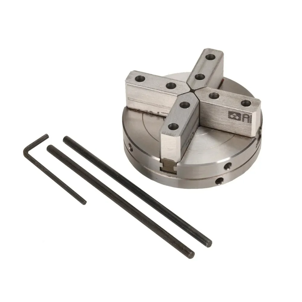 Otto Frei TAIG Micro Lathe 4 Jaw Chuck 3-1/4" de diámetro Scroll Chuck con mandíbulas blandas de aluminio reversibles TAIG...