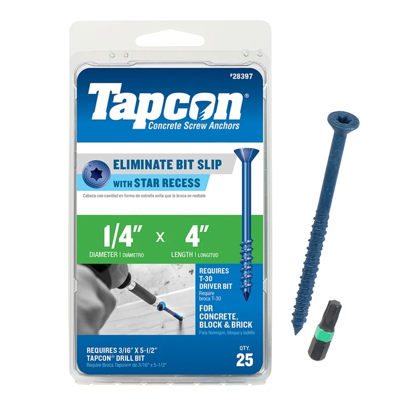 TORNILLO CON 1/4X4" PAQUETE DE 25 Tapcon