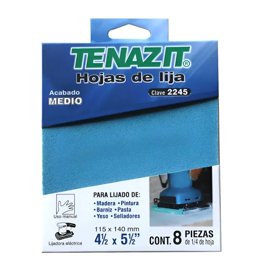 8pzs Hoja Lija Tenazit 2240 Grano 180 Acabado Medio