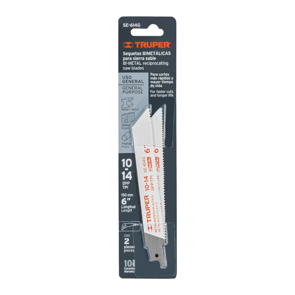 Blíster con 2 seguetas sierra sable 6" 10-14 DPP uso general Truper