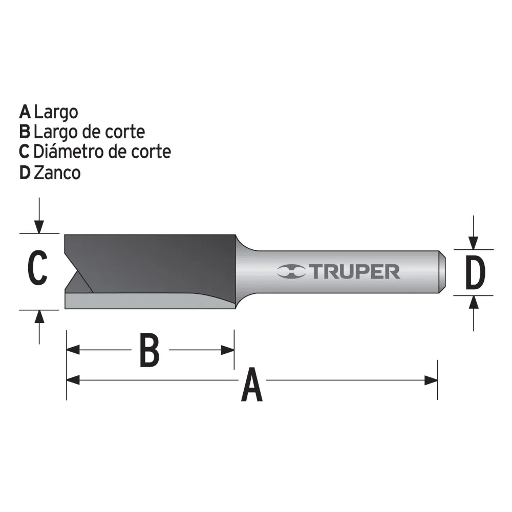 Boca Para Router, Recta 2 Filos 20mm, Truper