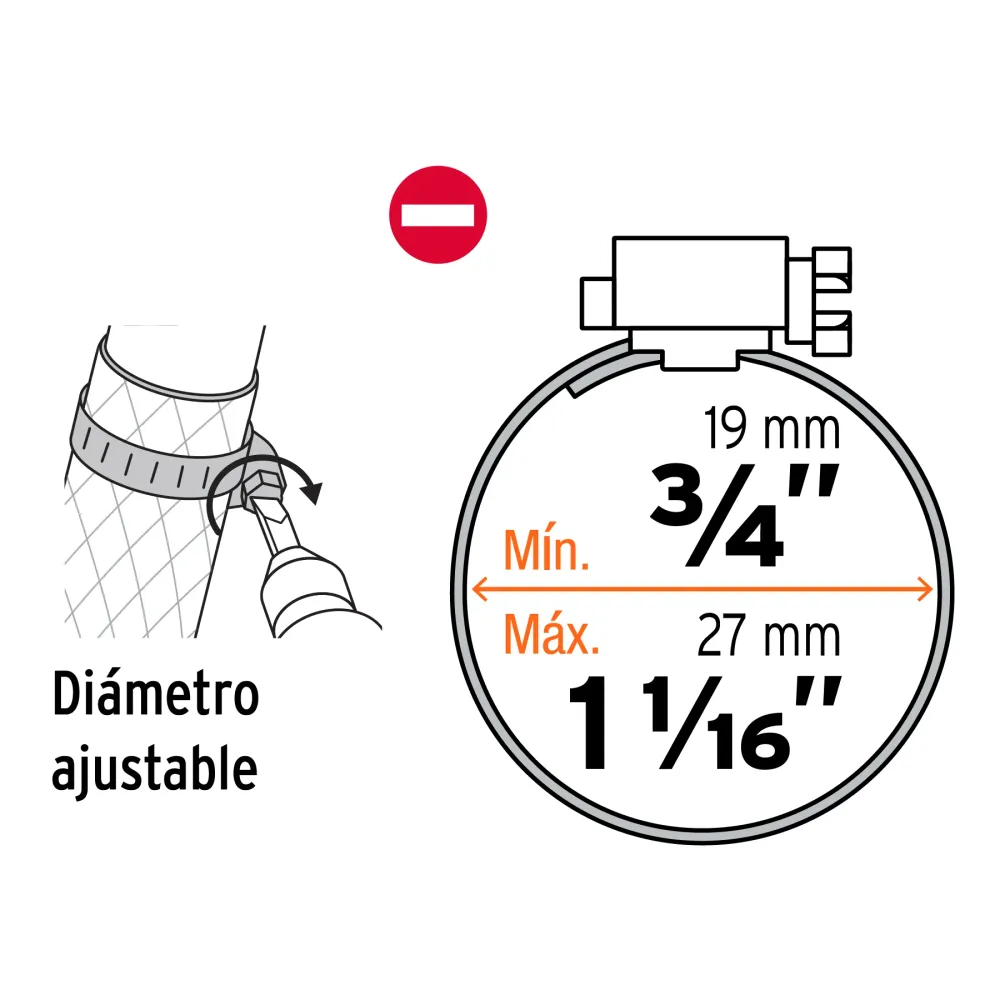 Bolsa con 2 abrazaderas sin fin #20, 3/4 - 1-3/3", Truper