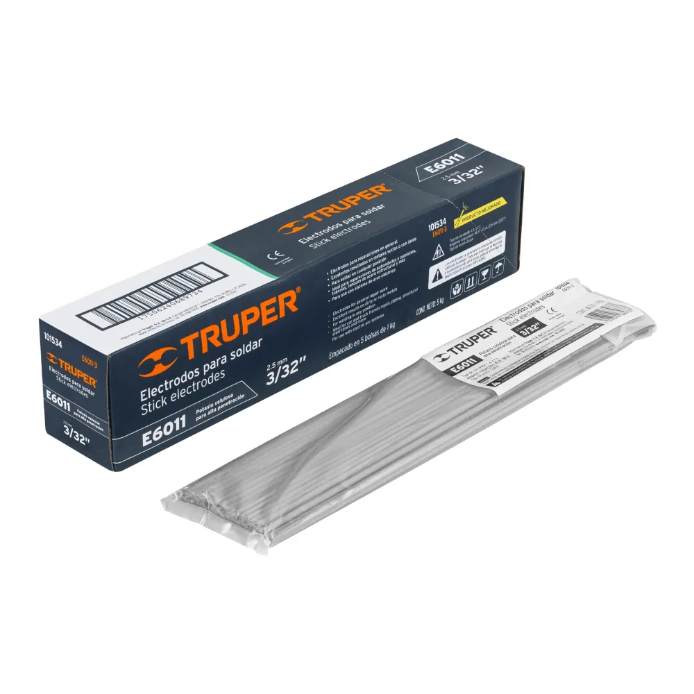 Bolsa con 1 kg de electrodos 6011 de 3/32", Truper
