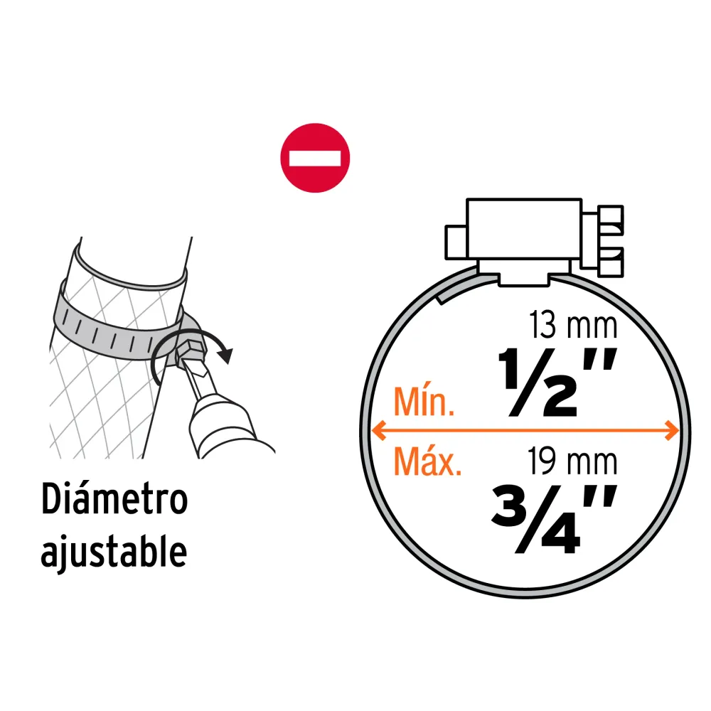 Bolsa con 4 mini abrazaderas sin fin # 6, 1/2 - 3/4", Truper