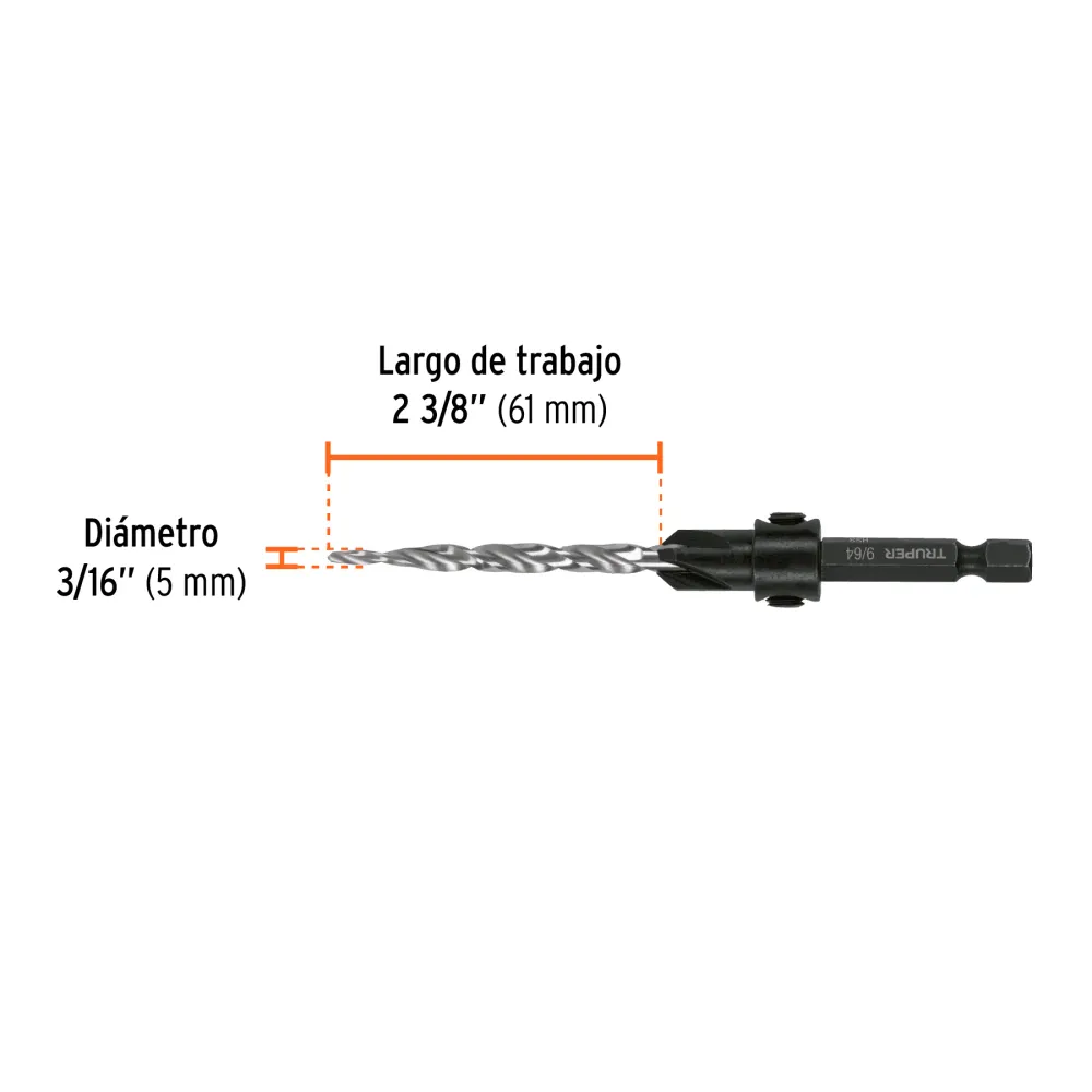 Broca avellanadora 3/16" Truper