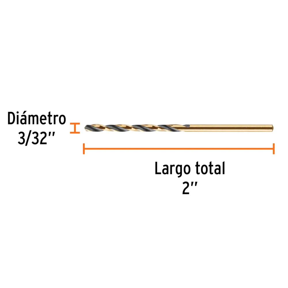 Broca hss 3/32" trugold para metal en blíster, expert truper BAV-3/32-B