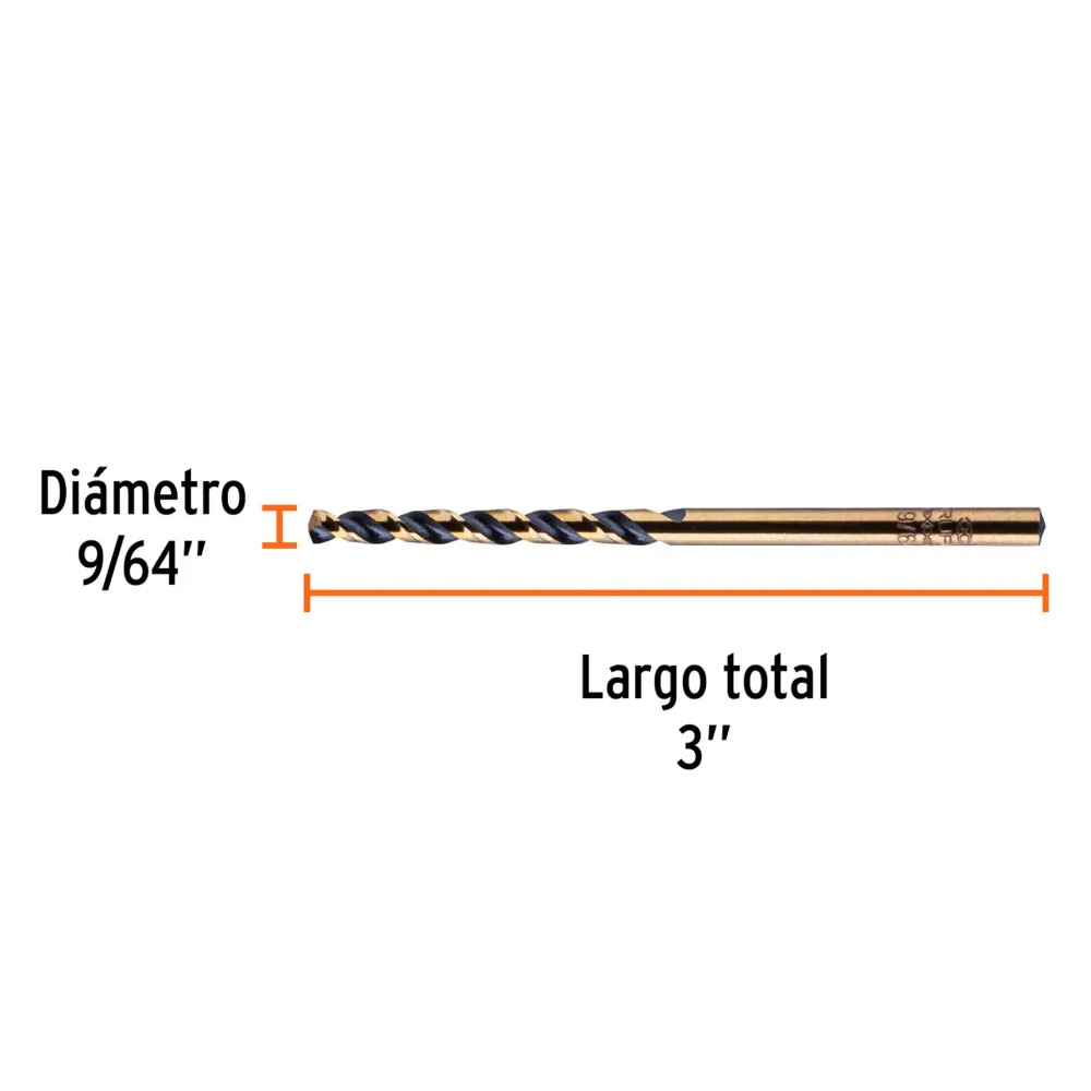 Broca hss 9/64" trugold para metal en blíster, expert truper BAV-9/64-B