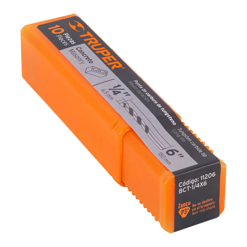 Broca para concreto de 1/4 x 6", Truper
