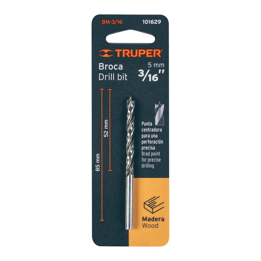 Broca para madera 3/16" Truper