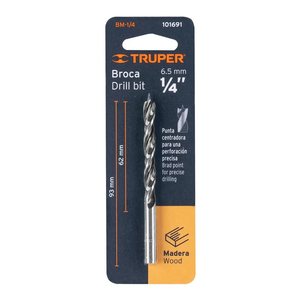 Broca para madera 1/4" Truper