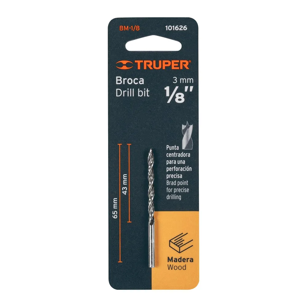 Broca para madera 1/8" Truper
