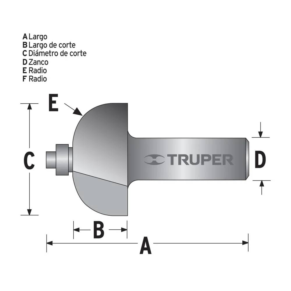 Broca Para Router, Bocel Cuarto, 1-1/8", Con Balero, Truper