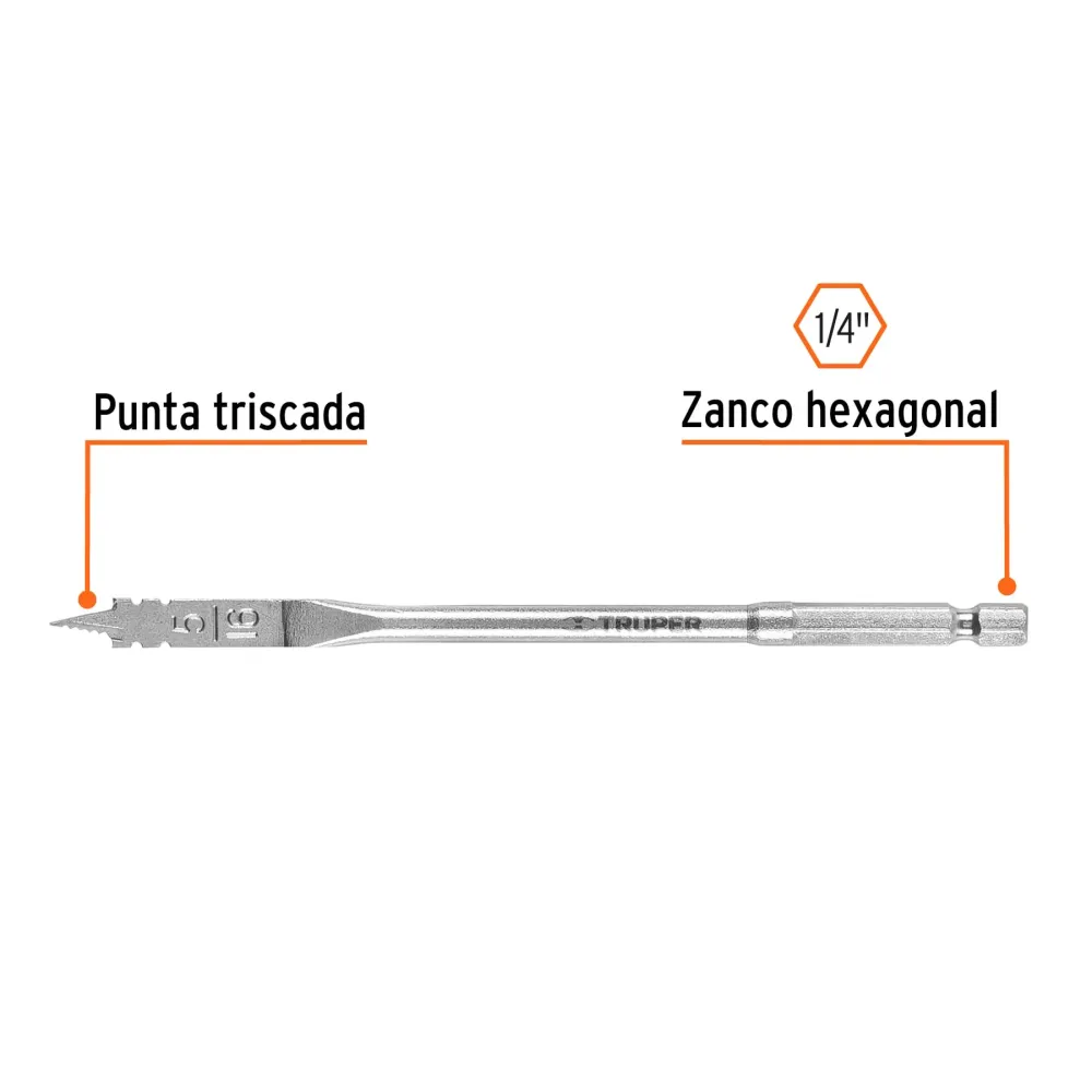 Broca plana de manita 5/16' para madera, Truper Código: 11363