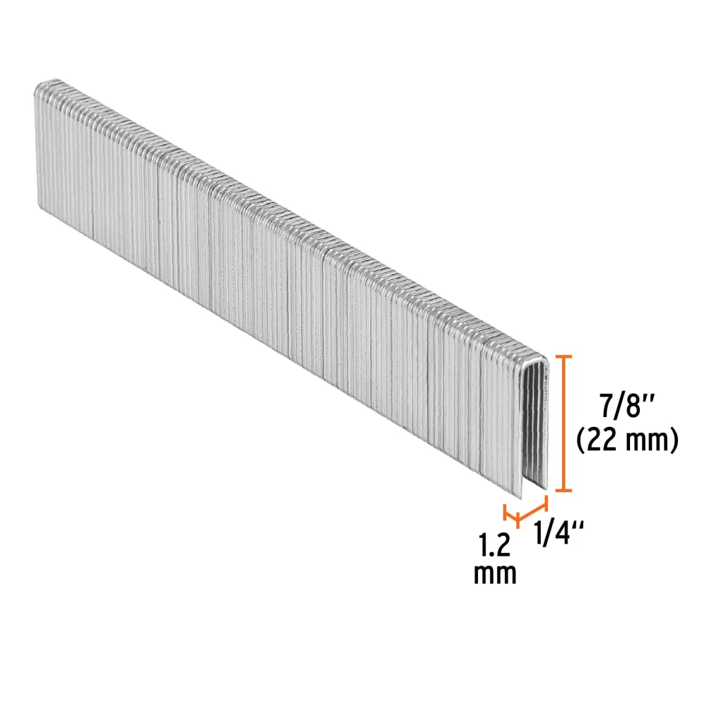 Caja con 5000 grapas corona 1/4" calibre 18, 22mm para ENNE-120 Truper