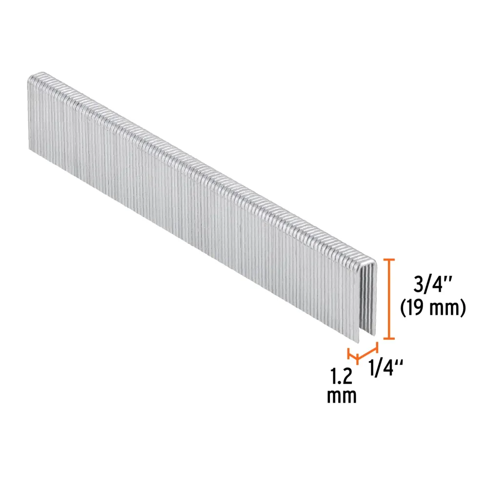Caja con 5000 grapas corona 1/4" calibre 18, 19mm para ENNE-120 Truper