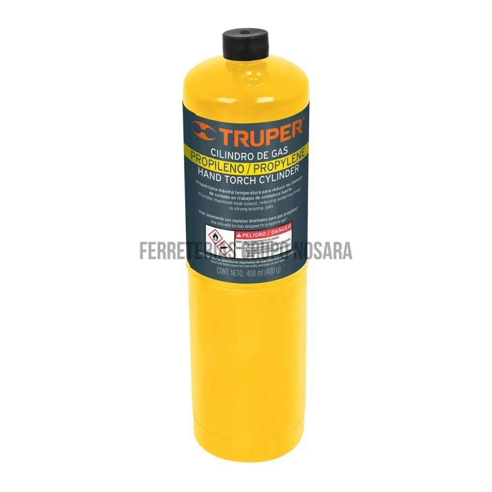 Cilindro de gas propileno de 400g, amarillo, Truper / 11914
