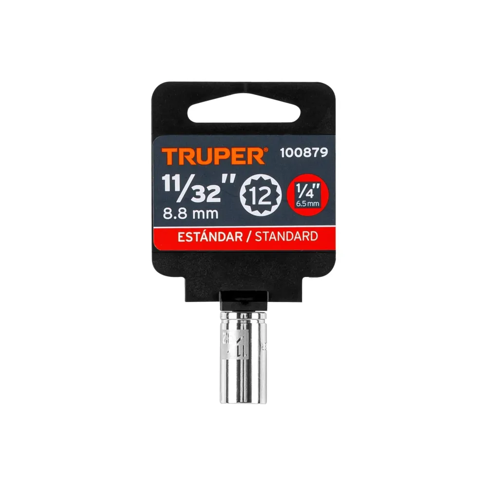 Dado de 11/32", 12 puntas, cuadro 1/4", Truper