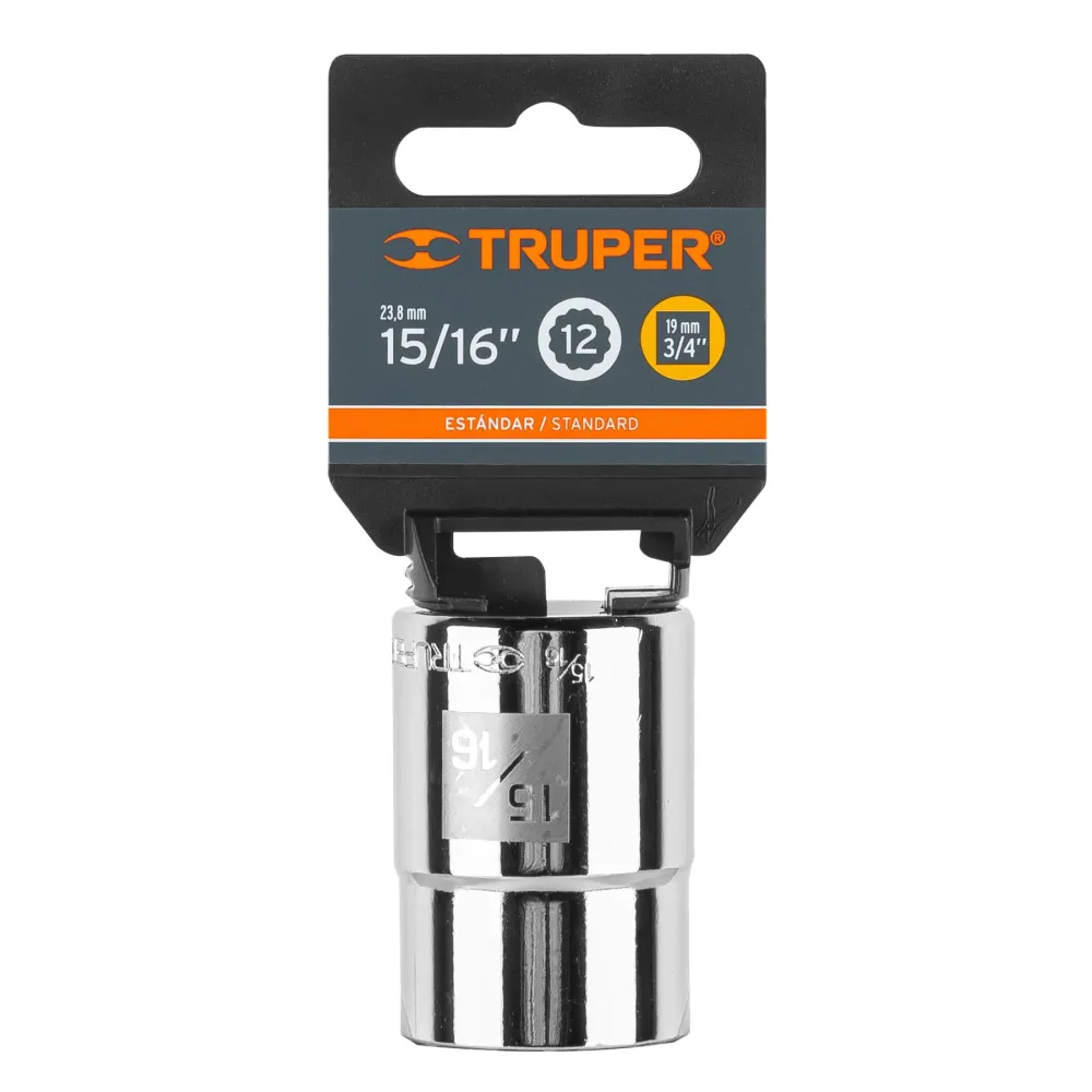 Dado de 15/16", 12 puntas, cuadro 3/4", Truper