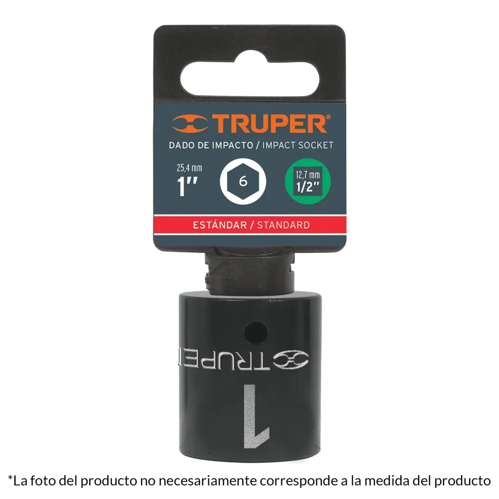 Dado cuadro 1/2" de impacto 6 puntas de 10 mm, Truper
