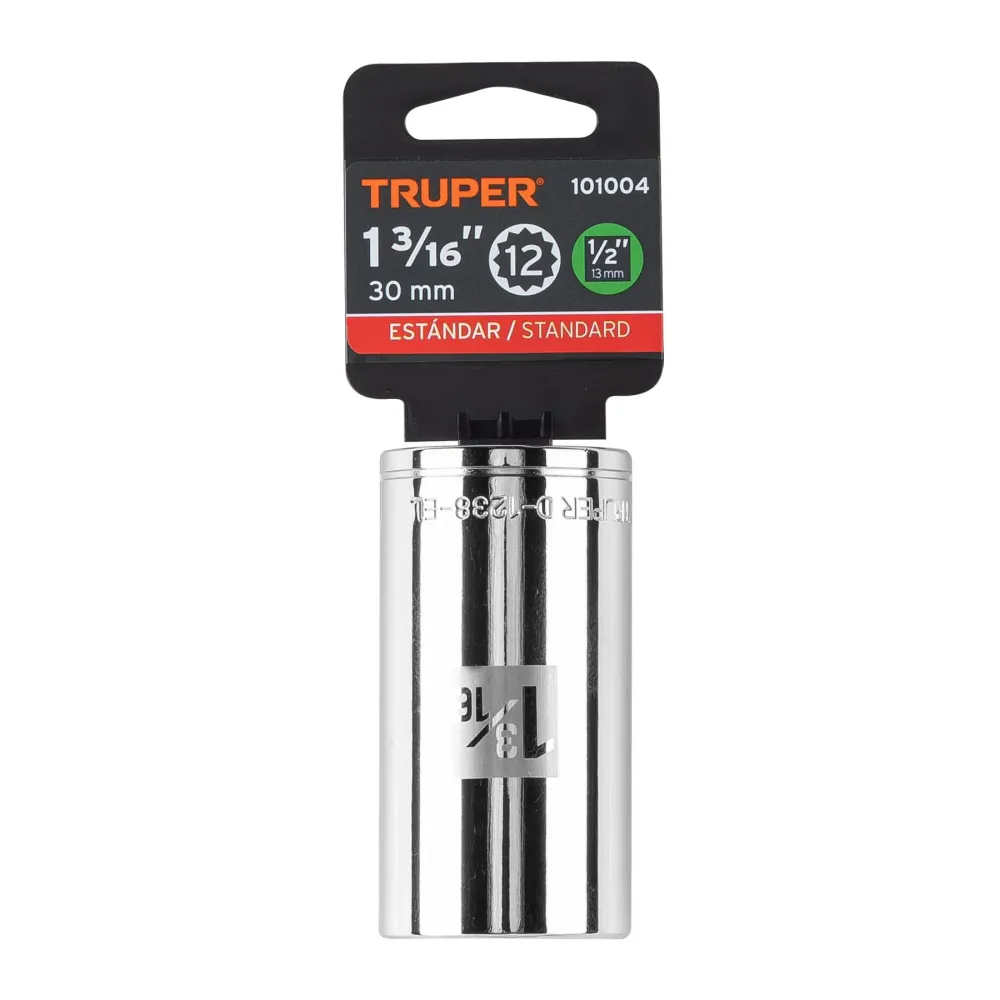 Dado largo de 1-3/16" 12 puntas, cuadro 1/2", Truper