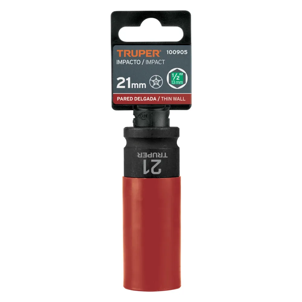 Dado largo impacto protector plástico 21 mm, 6 puntas, cuadro 1/2" Truper