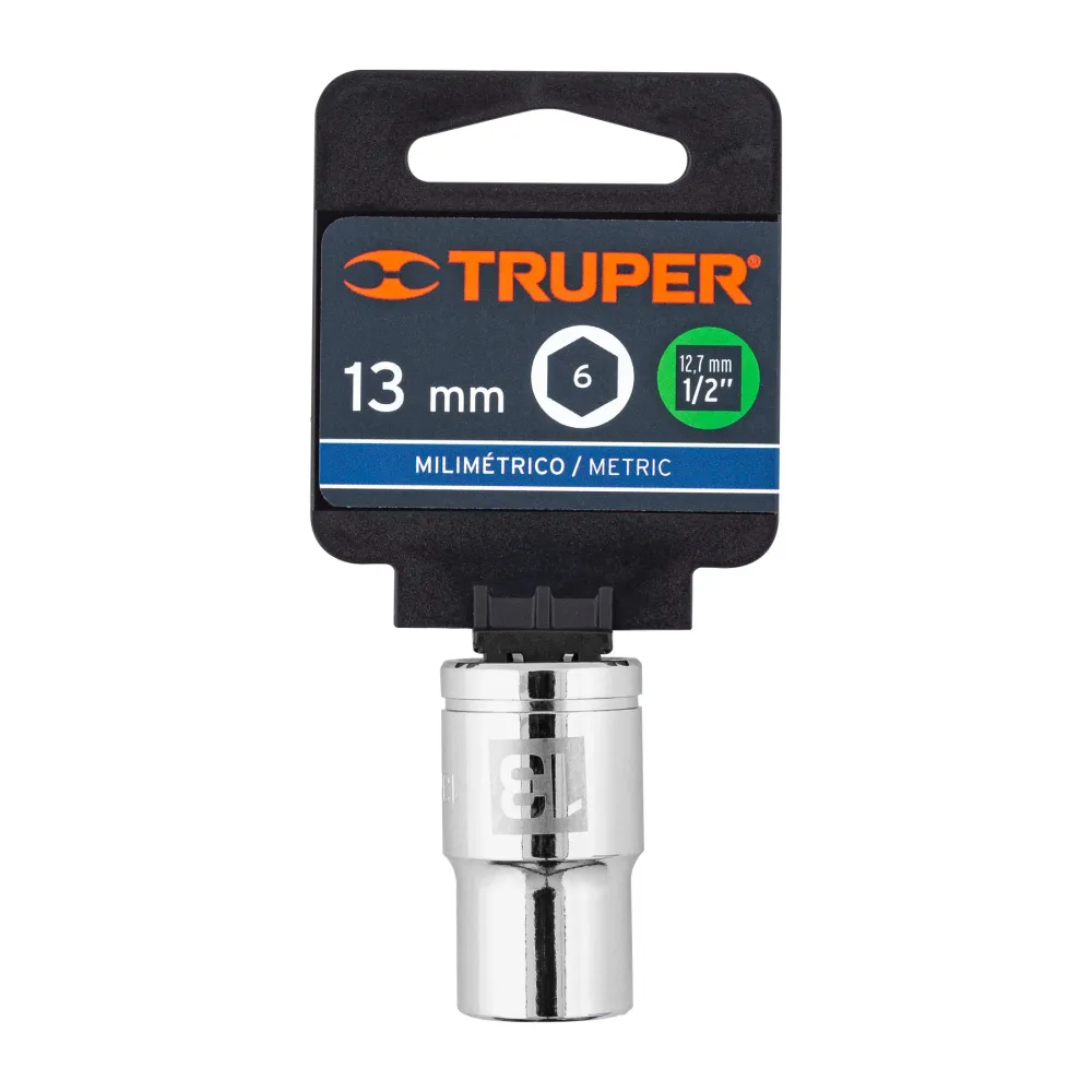 Dado de 13 mm, 6 puntas, cuadro 1/2", Truper