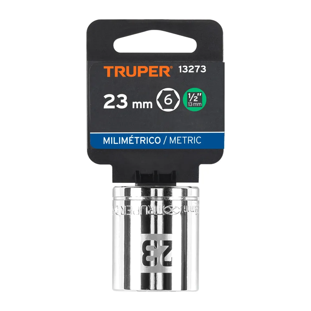 Dado de 23 mm, 6 puntas, cuadro 1/2", Truper