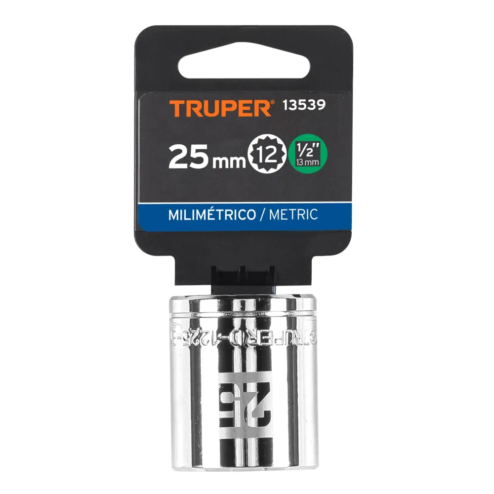 Dado de 25 mm, 12 puntas, cuadro 1/2", Truper