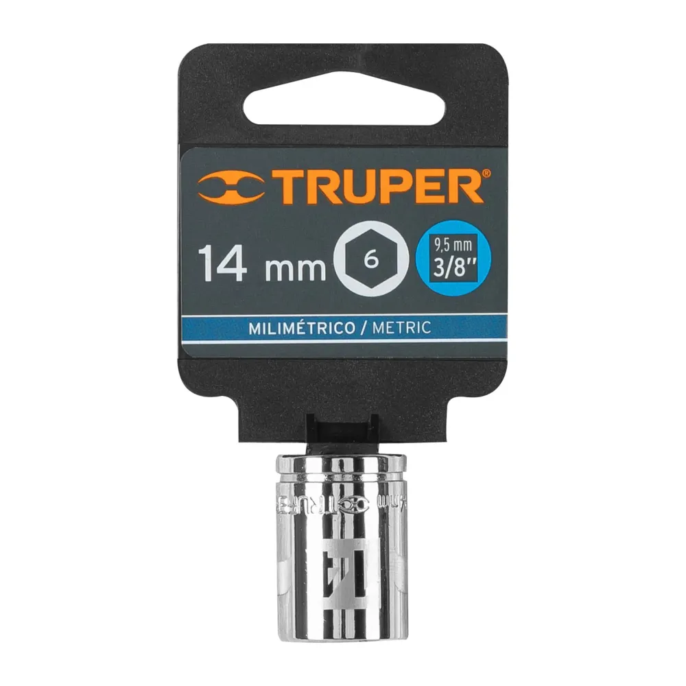 Dado de 14 mm, 6 puntas, cuadro 3/8", Truper