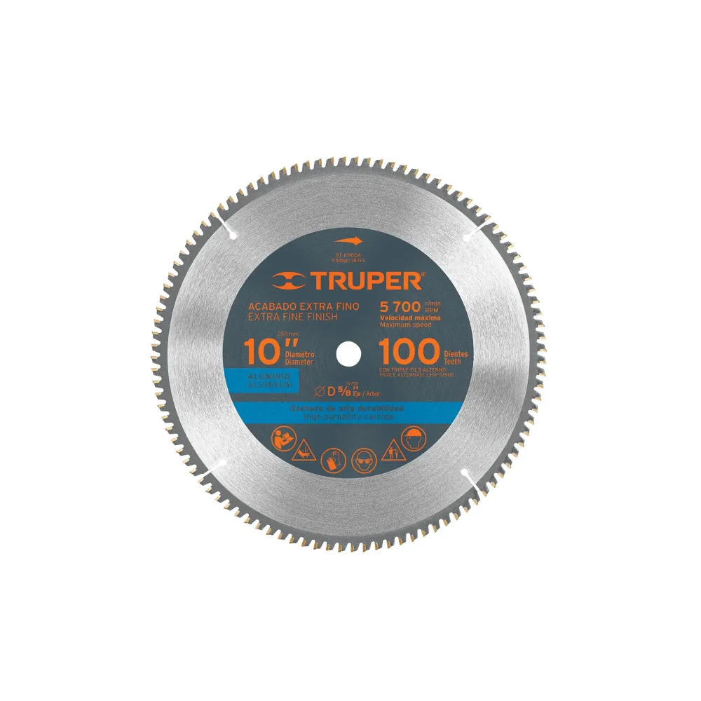 Disco de corte para aluminio 10"x100 dientes Truper