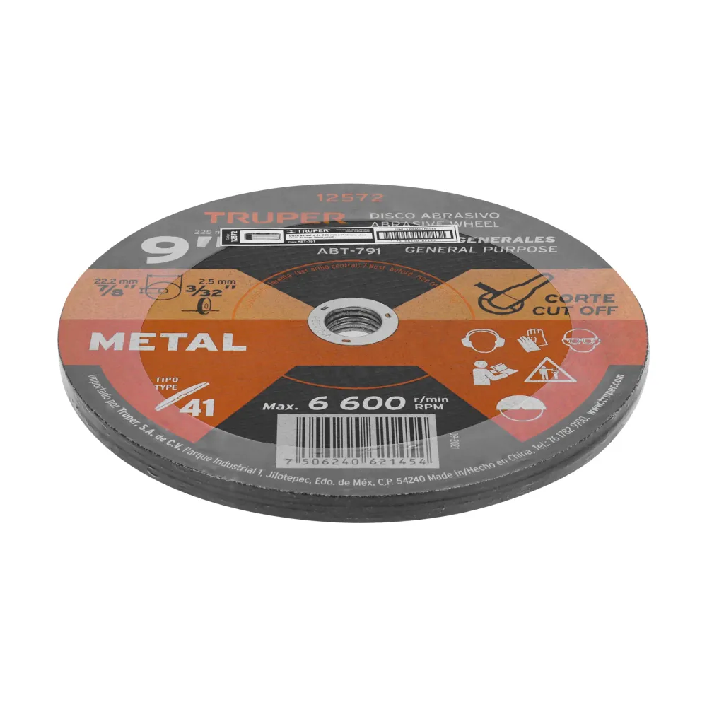 Disco de 9' para corte de metal, tipo 41, Truper 12572 ABT-791