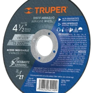 Disco para Desbaste de Acero Inoxidable 4-1/2" - Truper ABT-372