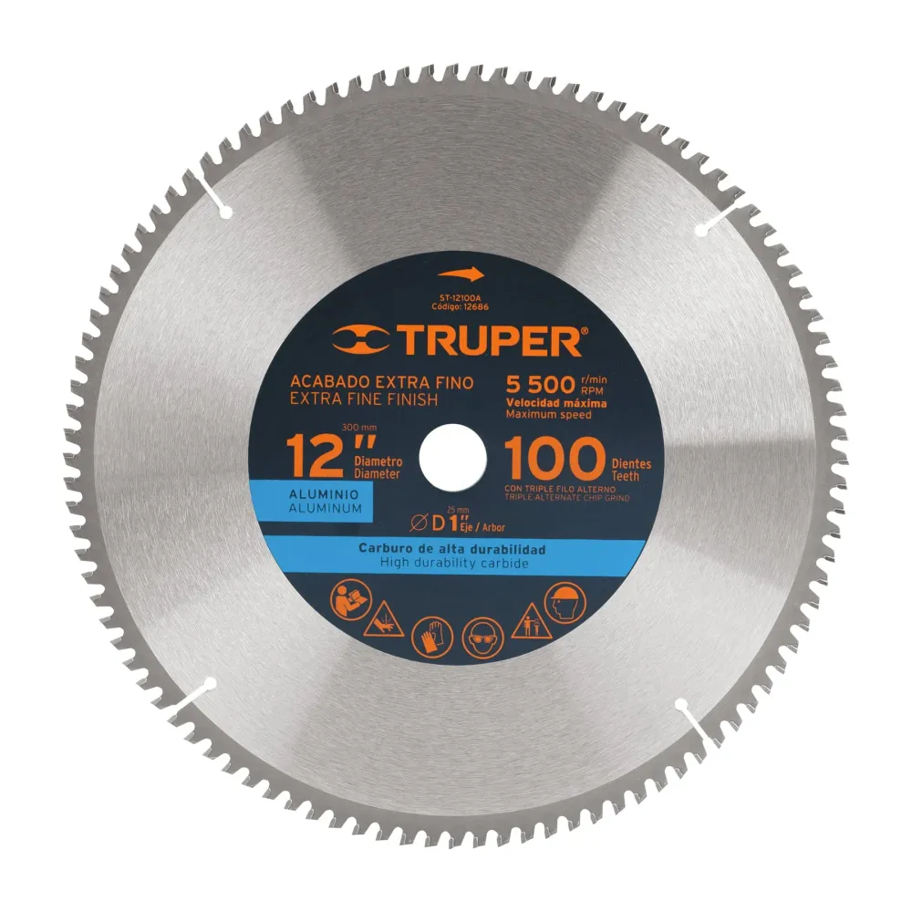 Disco sierra 12' para aluminio, 100 dientes centro 1' 12686 ST-12100A Truper