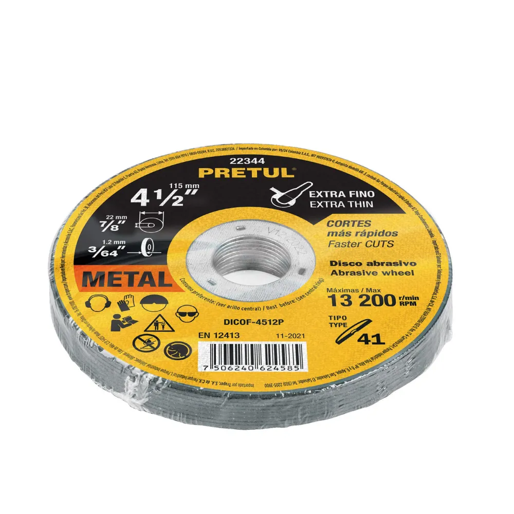 Disco Tipo 41 de 4-1/2' x 1.2 mm corte fino de metal, Sable 11584 DICOF-4512 Truper