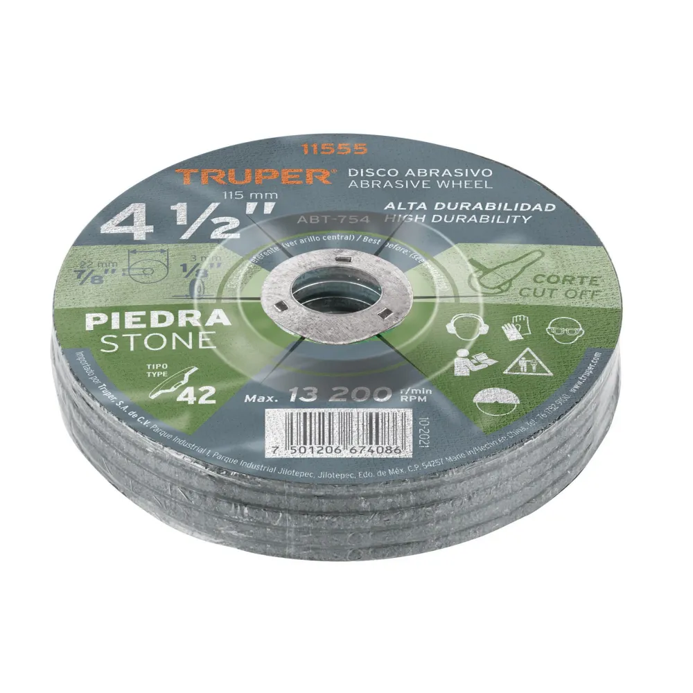 Disco Tipo 42 de 4-1/2' x 3.2 mm para corte de piedra 11555 ABT-754 Truper