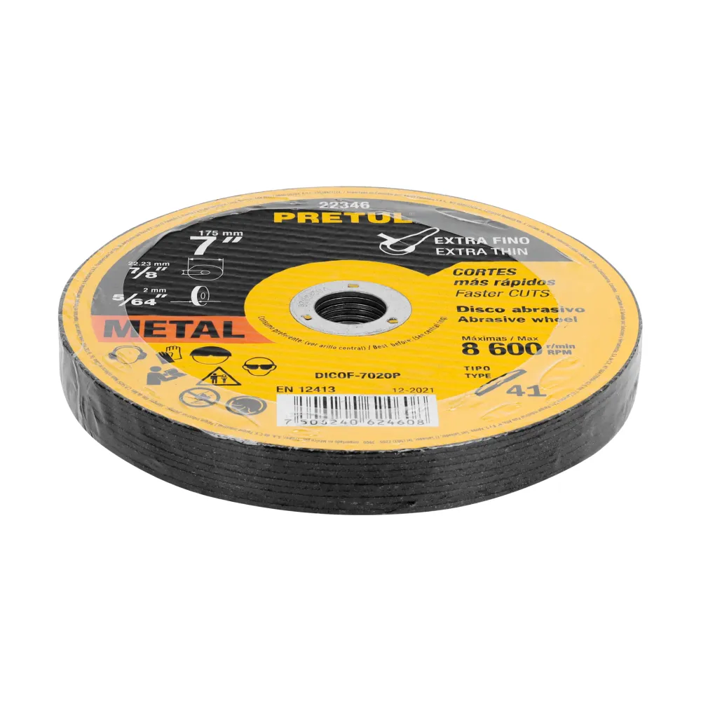 Disco Tipo 41 de 7' x 2 mm corte fino de metal, Sable 11586 DICOF-7020 Truper