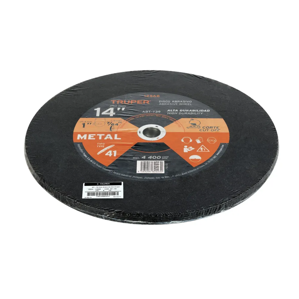 Disco Tipo 41 de 14' x 2.8 mm para corte de metal, Truper 12568 ABT-739