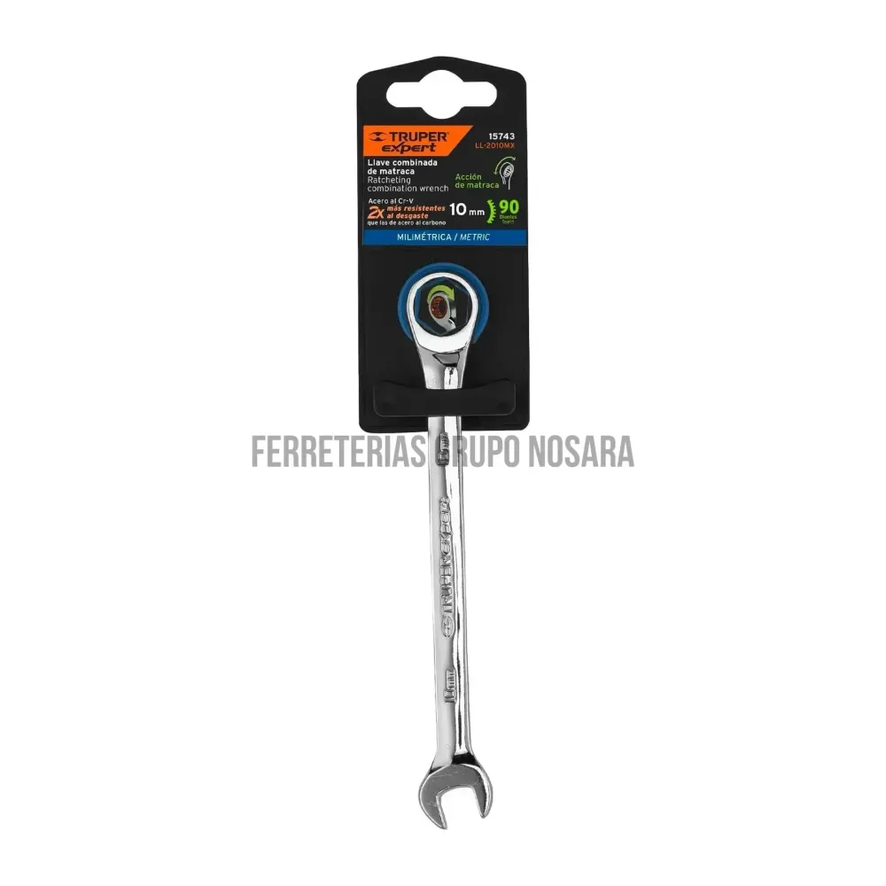 Llave combinada con matraca 10 mm x 154 mm largo, Expert / 15743 TRUPER