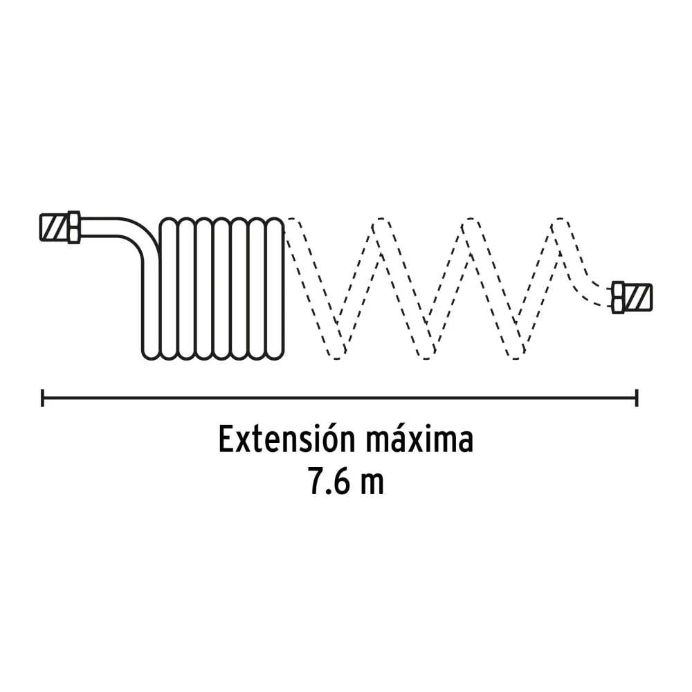 Manguera para compresor, tipo resorte, 7.6m x 1/4', Truper 102522 MAN-R-7