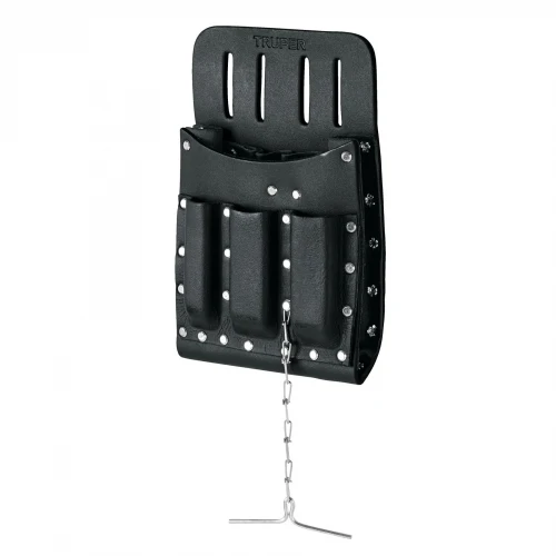 Porta herramientas de cuero con 11 compartimentos, Truper 11514 POHE-11CU