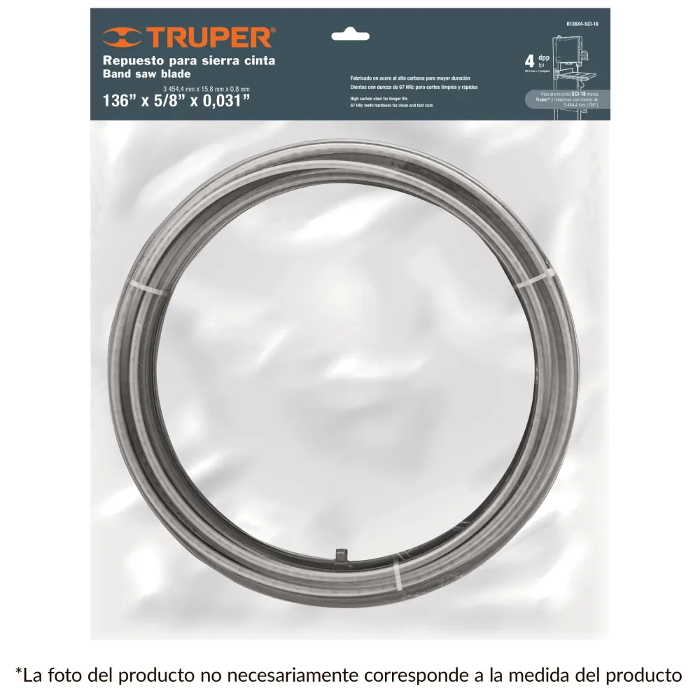 Repuesto sierra 93" x 4 dpp, para sierra cinta SCI-14E Truper