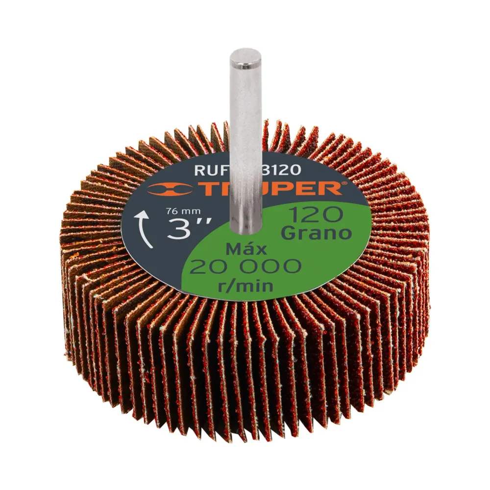 Rueda flap de 3', grano 120, Truper 13044 RUFLA-3120