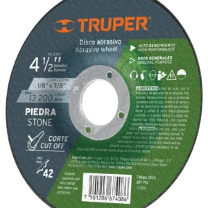Truper ABT-754 Disco para corte de piedra, tipo 42, diámetro 4-1/2'