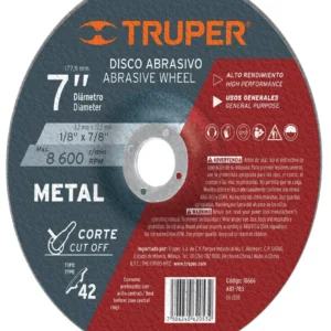 Truper ABT-783 Disco para corte de metal, tipo 42, diámetro 7'